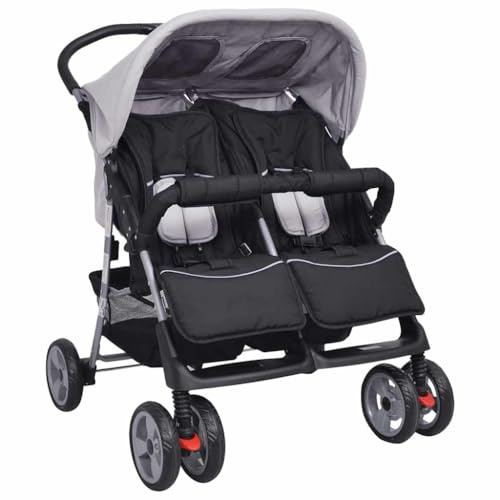 vidaXL Zwillingsbuggy Klappbar Kingderwagen Geschwisterwagen Zwillingswagen