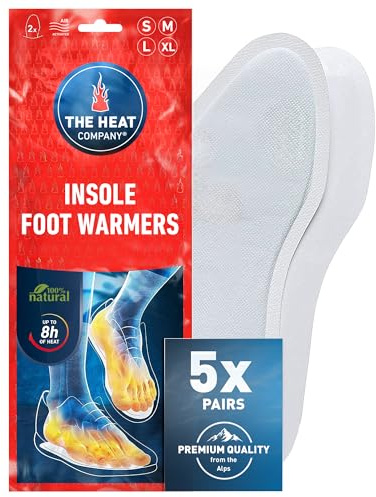 THE HEAT COMPANY Sohlenwärmer - 5 Paar - EXTRA WARM - Wärmesohlen - Fußwärmer - 8 Stunden warme Füße - sofort einsatzbereit - luftaktiviert - rein natürlich - Größe X-Large: 44-46