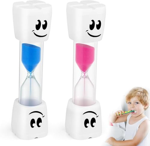 2Stück Blau+Rosa 2 Minuten Sanduhr Zähneputzen Kinder Robust Lernuhr Timer | Sanduhr 2 Minuten für Küche Büro Spiele Zähneputzen Zeitmanagement Praktischer Timer für Kinder Erwachsene Alltag Lernen