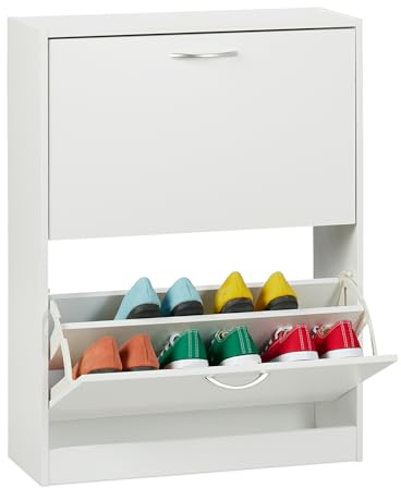 Relaxdays Schuhschrank, HxBxT: 80 x 60 x 24 cm, Flur Schuhkommode, weiß