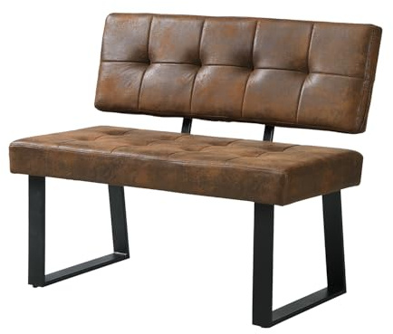 B&D home Sitzbank Sigfrid - Eckbank Esszimmer Mit Lehne, Sitzbank Flur, Pflegeleichter Bezug aus Kunstleder in Braun, Kaltschaum-Polsterung, Für Esszimmer, Küche & Flur, 100 cm
