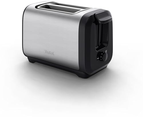 Tefal Subito Doppelschlitz-Toaster, mit Brötchenwärmer, schnelleres Toasten, energiesparend, extra hoher Hebel, 7 Bräunungsstufen, leichte Reinigung, Edelstahl/Schwarz, TT5S1DE0