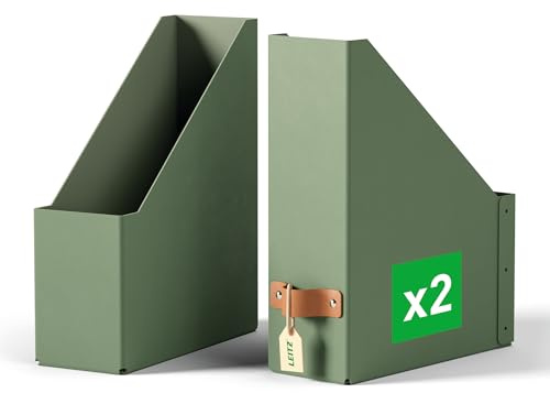 Leitz Puro Stehsammler – 2er-Set A4 Magazinhalter, kompatibel mit gängigen Regalsystemen, 900 Blatt (80 g/m²), Schreibtisch-Organizer für Büro & Zuhause, 10x25x30 cm, Hellgrün, 24710050