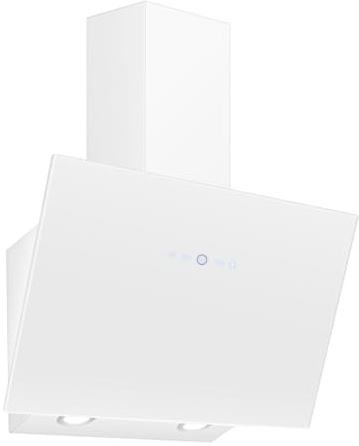 SNDOAS Dunstabzugshaube 60cm, Kopffreie Wandhaube mit 700 m³/h Starker Saugleistung, 3 Leistungsstufen, LED-Anzeige Touchscreen, Verzögerungs-Ausschaltfunktion, Abluft/Umluft, Weiß
