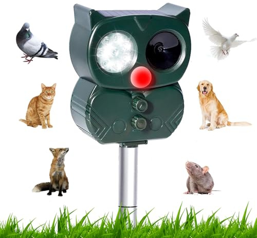 Neu Katzenschreck, Katzen-Abwehr, Ultraschall-Tauben, Ultraschall-Abwehr, Solarenergie, IP65, zum Vertreiben von Tieren, 5 Modi, Tiervertreiber Wirksam gegen Katzen, Hunde, Vögel, Füchse, Ratten
