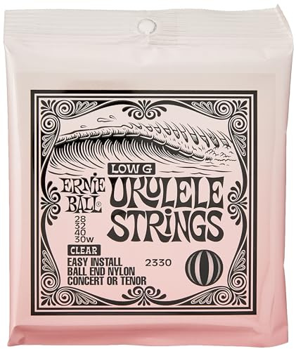 Ernie Ball Concert/Tenor Transparente Ukulele-Nylonsaiten und gewickelte G-Saite mit Kugelenden