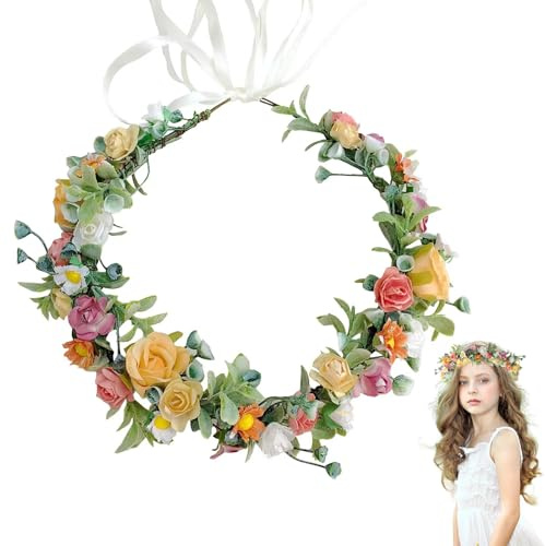 UILYNIU Blumenkranz Haare Haar Blumenkranz Künstliche Blumen Krone Braut Bohemian Floral Girlande Stirnband Haarband für Geburtstag Party Hochzeit Braut Brautjungfer (1 Stück)