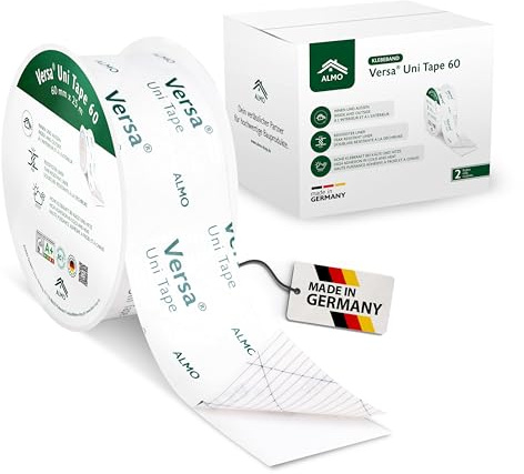 ALMO 1x Profi-Systemklebeband 60mm x 40m | Klebeband für Dampfbremsen, Dampfsperren & Unterspannbahnen | Folienklebeband für dauerhaft luft- & winddichte Verklebungen