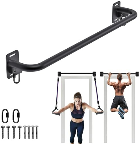 BeneLabel Klimmzugstange Wandmontage, Pull Up Bar Decke 95cm Gerade Turnstange Fitness Krafttraining Klimmzug Stange für Erwachsene/Teenager Oberkörpertraining mit Karabiner & Hardware, Bis 227kg