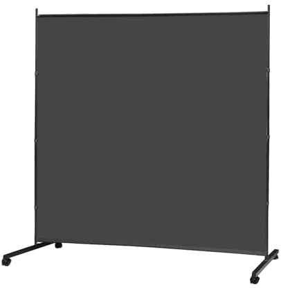 KEORTUN Raumteiler auf Rollen - Einzelpaneel Großer Trennwand 180x190 cm Freistehende Sichtschutz für Büro, Wohnzimmer, Schlafzimmer, Esszimmer, Arbeitszimmer - Grau