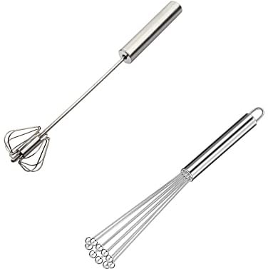 Naisfei 2 Stück Edelstahl Schneebesen Set mit Kugeln, 26cm Ball für Kochen, Mischen und Rühren