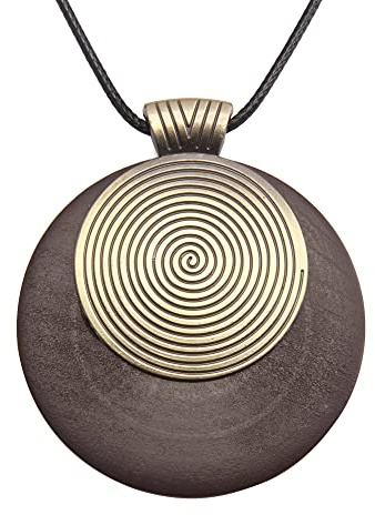 COOLLA Damen Mehrschichtige Anhänger-Halsketten Vintage Schmuck Mode Lange Pullover-Halsketten für Damen, Leder, Kein Edelstein