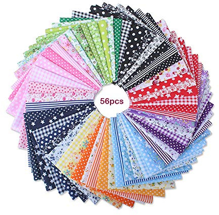 Yolistar 56 Stück Bunte Stoffe zum Nähen - Patchwork Stoff Paket 25x25 cm Mischung, 100% Baumwolle zum Basteln & Quilten - Vielfalt zum Set für Handarbeiten