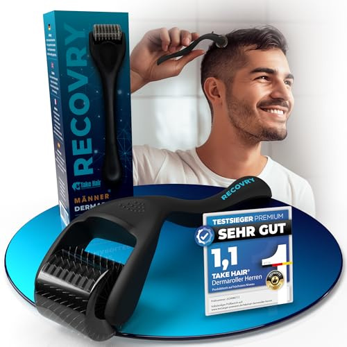 RECOVRY Dermaroller Haare Kopfhaut - Dermaroller 0,5 mm - 192 echte Nadeln zum Haarwachstum beschleunigen - Derma Roller Hair Growth - Micro Needle Roller - Haarroller
