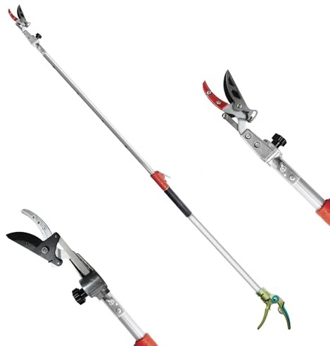 FLORA GUARD 1,1-1,6 m Teleskop Astschere mit rotierendem Klingenkopf | Ausziehbare Obstpflücker mit Aluminiumgriff und zum Schneiden hoher Äste und Ernten von Obst