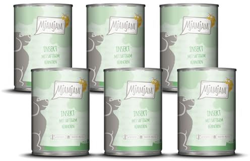 MjAMjAM - Premium Nassfutter für Hunde - Insekt mit saftigem Hühnchen, 6er Pack (6 x 400 g), getreidefrei mit Insektenprotein