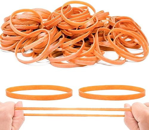 200 Stück Gummibänder, 60mm x 5mm Breit - Elastisch & Wiederverwendbar - Haushaltsgummis für Büro, Schule & Haushalt - Lieferung (Dunkelgelb)