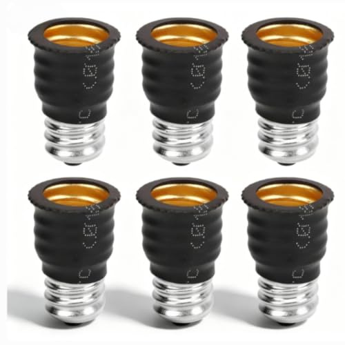 6-Pack E14 bis E12 Adapter Konverter Lampenfassung Europäischer Sockel (E14) bis Kandelaberschraube (E12) Reduzierer Glühbirnenfassung Schwarz