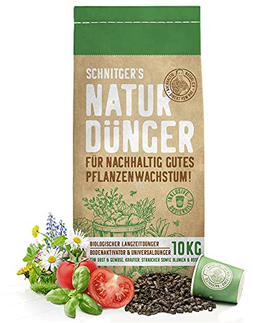 Naturdünger - Universal Pflanzendünger in Bio-Qualität - Langzeitdünger für nachhaltig gutes Pflanzenwachstum - mit Dosierhilfe - einfach & unbedenklich düngen - Dünger von SCHNITGER’s - 10kg