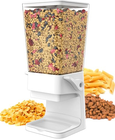 Hovea - Müslispender mit Kapazität 5L - Spender für Cerealien, Cornflakes, Müsli, Pasta, Trockenfutter - Futterspender Hund & Katze - Küche, Frühstück - Weiß, Weiss - CR500
