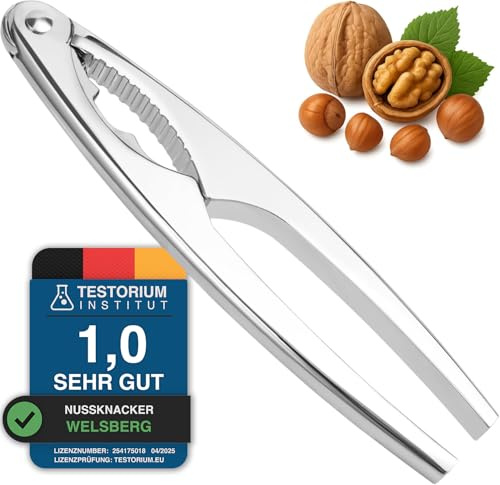 Welsberg Nussknacker Nutcracker Nussöffner für alle Arten von Nüsse, 17 cm | Nußknacker Haselnussknacker Walnussknacker aus rostfreiem Stahl mit ergonomischem Griff, Hummercracker, Krabbencracker
