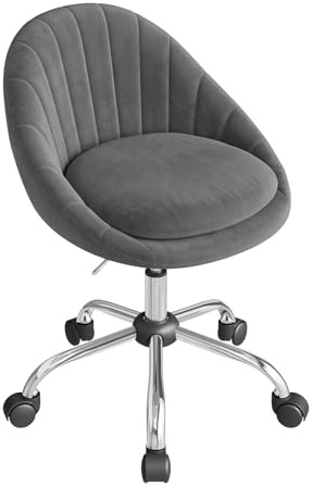 WOLTU Homeoffice Stuhl, Bürostuhl ergonomisch, Drehstuhl mit Rollen, Schreibtischstuhl 150 kg belastbar, für Arbeitszimmer Schlafzimmer, Samt, Dunkelgrau, BS167dgr