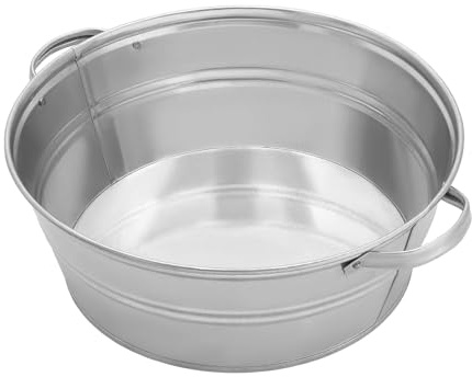 KOTARBAU® Zinkwanne - 13 L - Pflanzschale mit Griffen - Sektkühler - verzinkte Wanne - Flaschenkühler - Eiswürfelbehälter - Metalleimer - Rustikal - Blumentopf groß - Stahl - Silber