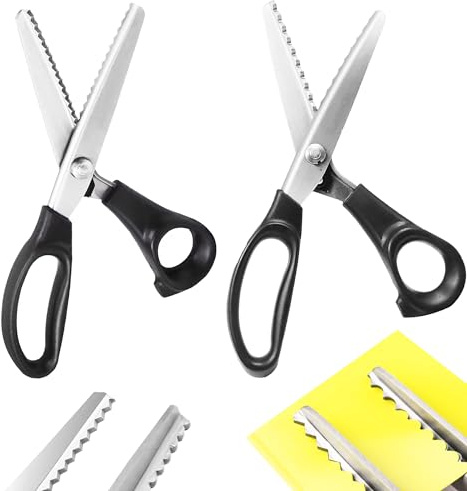 CINY 2 Stück Schere (gezackte und gezackte Kante), professionelle Schneiderschere, Zickzack-Schere, passgenau für Kleidung, Stoff, Leder, Baumwolle, Papier (5 mm)