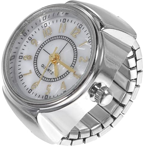 HOLIDYOYO Silberne Mini Ringuhr Quarzuhr für Damen und Herren Modisches Schmuckstück mit Klarem Zifferblatt Praktische Fingeruhr für Einfachen Zeitcheck Elegantes Design für Alltag