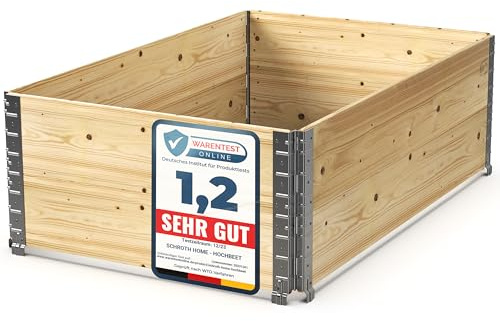 Schroth Home Hochbeet 120x80x40cm groß - rechteckig - Palettenrahmen aus Holz - Hochbeet für Garten - faltbar - steckbar & stapelbar - Aussenbereich (1x Hochbeetrahmen 120x80x40)
