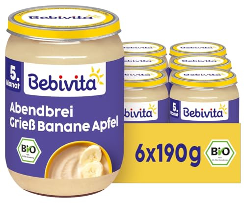 Bebivita Abendbrei Grieß-Banane-Apfel, 6er Pack (6x190g)