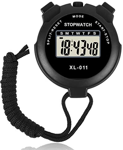 Vicloon Sport Stoppuhr Timer, Digitale Stoppuhr mit Großem Display, Sport Stoppuhren mit Wecker, Kalender, Woche, für Trainer, Schiedsrichter, Basketball, Laufen, Schwimmen(Schwarz)