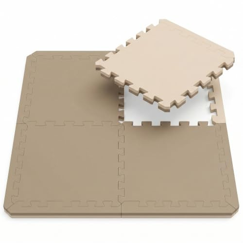 EYEPOWER Fitnessmatte 63x63x2 cm - EVA Bodenschutzmatte 2 cm dick - Puzzlematte für Homegym Fitnessraum - Trainingsmatte rutschfest für Geräte Gewichte Laufband Crosstrainer - Set 4,8 oder 12 Matten