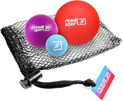 ResultSport Massageball Set, Plantarfasziitis, Fußmassage, Triggerpunktmassage, Tiefengewebe, myofasische Linderung (Lacrosse MultiSize - Rot/Lila/Blau, Lacrosse)