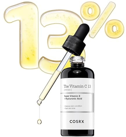 COSRX Pure Vitamin C 13% Serum with Vitamin E & Hyaluronic Acid, Brightening & Hydrating Facial Serum for Fine Lines, Uneven Skin Tone & Dull Skin, 0.67fl.oz/20ml, Animal Testing-Free, Korean Skincare
