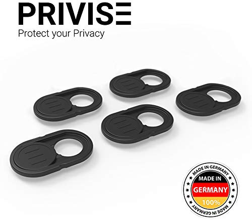 Privise Webcam Cover 5er-Set – Premium Kamera Abdeckung (Made in Germany), Ultra-Dünn & Sicher für Laptop, MacBook, Smartphone, Tablet – Schutz vor Webcam-Hacking – Schwarz