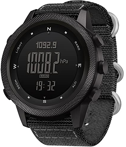 NORTH EDGE APACHE-46MM Digitale Outdoor-Sportuhr für Herren, mit Kompass, Thermometer, Schrittzähler, robuste Militär-Armbanduhr für Wandern, Trekking & Alltag