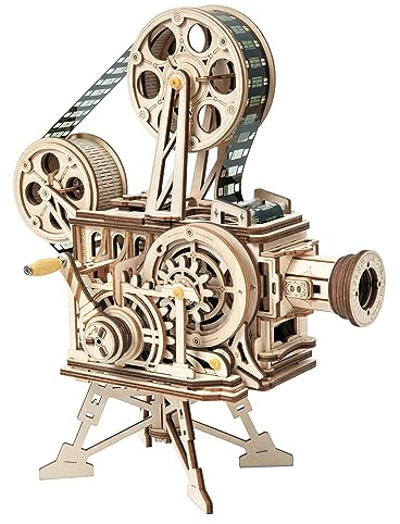 ROKR Vitascope Holzpuzzle, Mechanische Technischer Modellbausätze, LK601 | Hand-Generator Klassischer Filmprojektor für Erwachsene