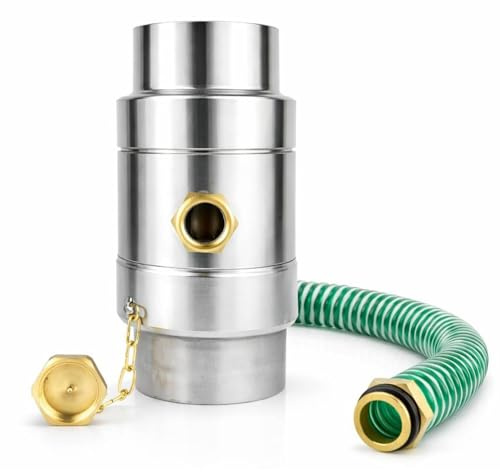 Baumeister.tech Regenwassersammler Titanzink 87mm Wassersammler für Fallrohre DN 87 inkl. Schlauchanschluss-Set und Verschlusskappe - Regensammler für Regentonnen mit Schlauch