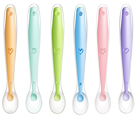 PandaEar Silikon-Löffel für Babys, Kinder, 6 Stück, mit weichen Silikonspitzen für die Ernährung und Entwöhnung des Babys, BPA-frei, 6 Monate