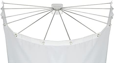 WENKO Duschschirm mit Edelstahl 12 Armen, Duschspinne als Duschvorhang, Duschvorhanghalter, 96 x 10,5 x 72 cm, Weiß