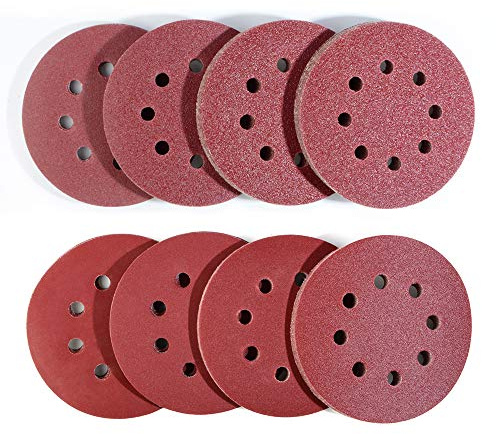 Taspire 80 Stück exzenterschleifer schleifpapier 125mm klett | 8 Loch schleifscheiben 125mm Rund klett für Exzenterschleifer 10x 40/60/80/120/180/240/320/400 Körnung