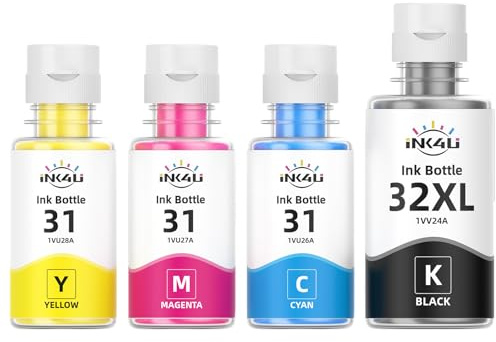 INK4U Druckertinte 31 32 XL Kompatibel für HP 32XL Black 31 Ink Bottle für Smart Tank Plus 555 Tinte für Drucker Smart Tank 7005 7006 7305 7306 7605 5105 5106 455 519 530 558 559 570 All In One