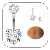 Diamday Bauchnabelpiercing Chirurgenstahl Bauchnabelpiercing Silberfarben | 14G Piercing Bauchnabel, Bauchnabelpiercing Ring, Bauchnabelpiercing 8-16mm Stablänge, Lang Nabel Bars Barbell für Damen