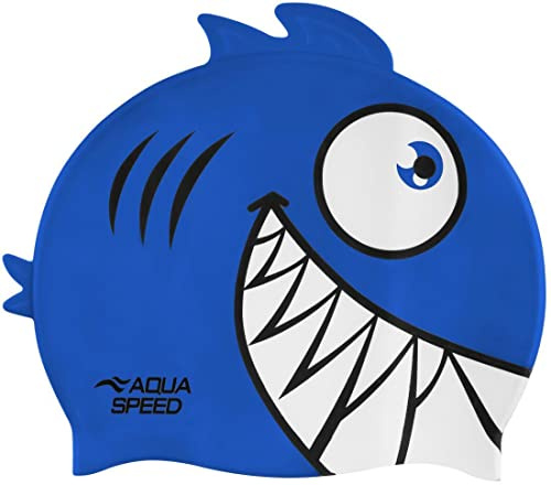 Aqua Speed Piranha Badekappe | Kinder | Lustige Schwimmkappe | Bademütze | Badehaube | Schwimmmütze | Sport | Schwimmen | Silikon, Farbe:Piranha-01
