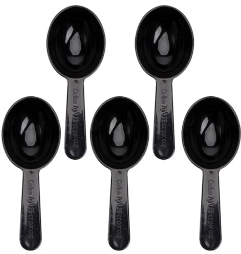 Cabilock 5 Stück Dosierlöffel Messlöffel Milchpulver Baking Soda Dosierlöffel Backpulver Kunststoff Messlöffel Maßlöffel für Tee und Milchpulver Flüssiggewürz Küchenutensilien Schwarz
