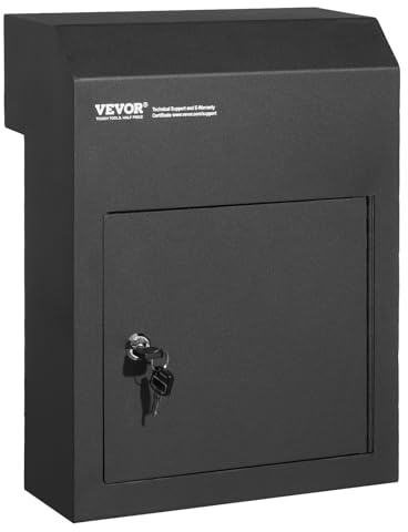 VEVOR Mauerdurchwurf Briefkasten, robuster Stahl-Einbaubriefkasten für Türen mit Einer Stärke von 43 mm, Durchwurfbriefkasten inkl. 2 Schlüssel, 304 x 105 x 405 mm Briefkasten, Schwarz