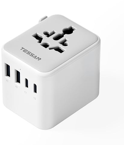 TESSAN Reiseadapter Weltweit, Universal Reisestecker mit 2 USB A und 2 USB C, Internationaler Steckdosenadapter, Universaladapter für England USA Japan Thailand Australien, Travel Adapter