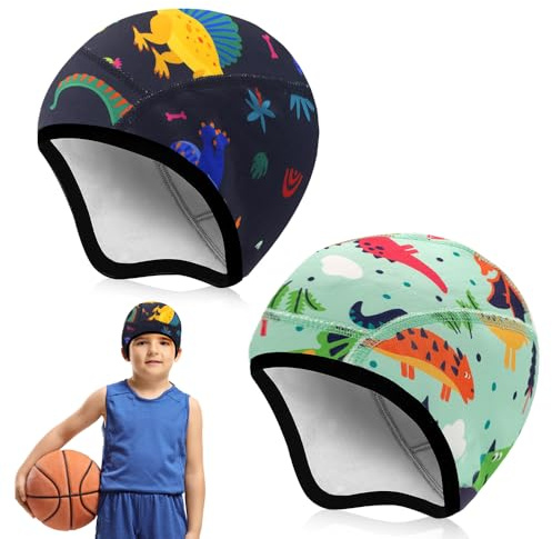 mizikuu 2 Stück Fahrrad Mütze Winter Kinder, Fahrradmütze Winter Winddicht Thermal Bike Warm Cap Cartoon Fahrradhelm Wintermütze Kappe Sportmütze Skimütze Laufmütze für Unisex Outdoor Helmmütze