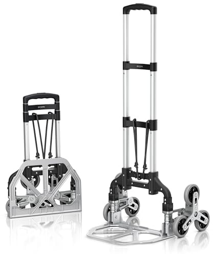 Brandson - Sackkarre Treppensteiger klappbar – 6 Räder – bis 75 kg – Transportkarre für Umzug Getränkekisten – leicht und stabil aus Aluminium